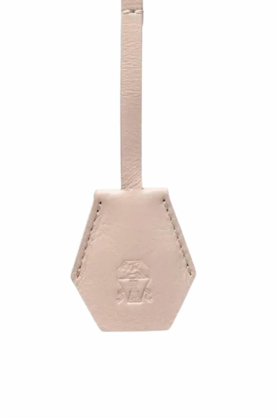 NEW BRUNELLO CUCINELLI women's logo embossed hexagonal shape keyring in neutral